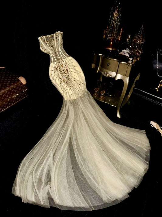 New Design Prom Dress Sweetheart Tulle Mermaid Birthday Party Dress Gala Dress Evening Dress D4402