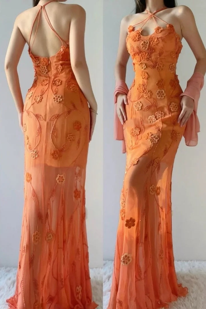 Stunning Prom Dress Halter Gala Dress Evening Dress Formal Dress D4406