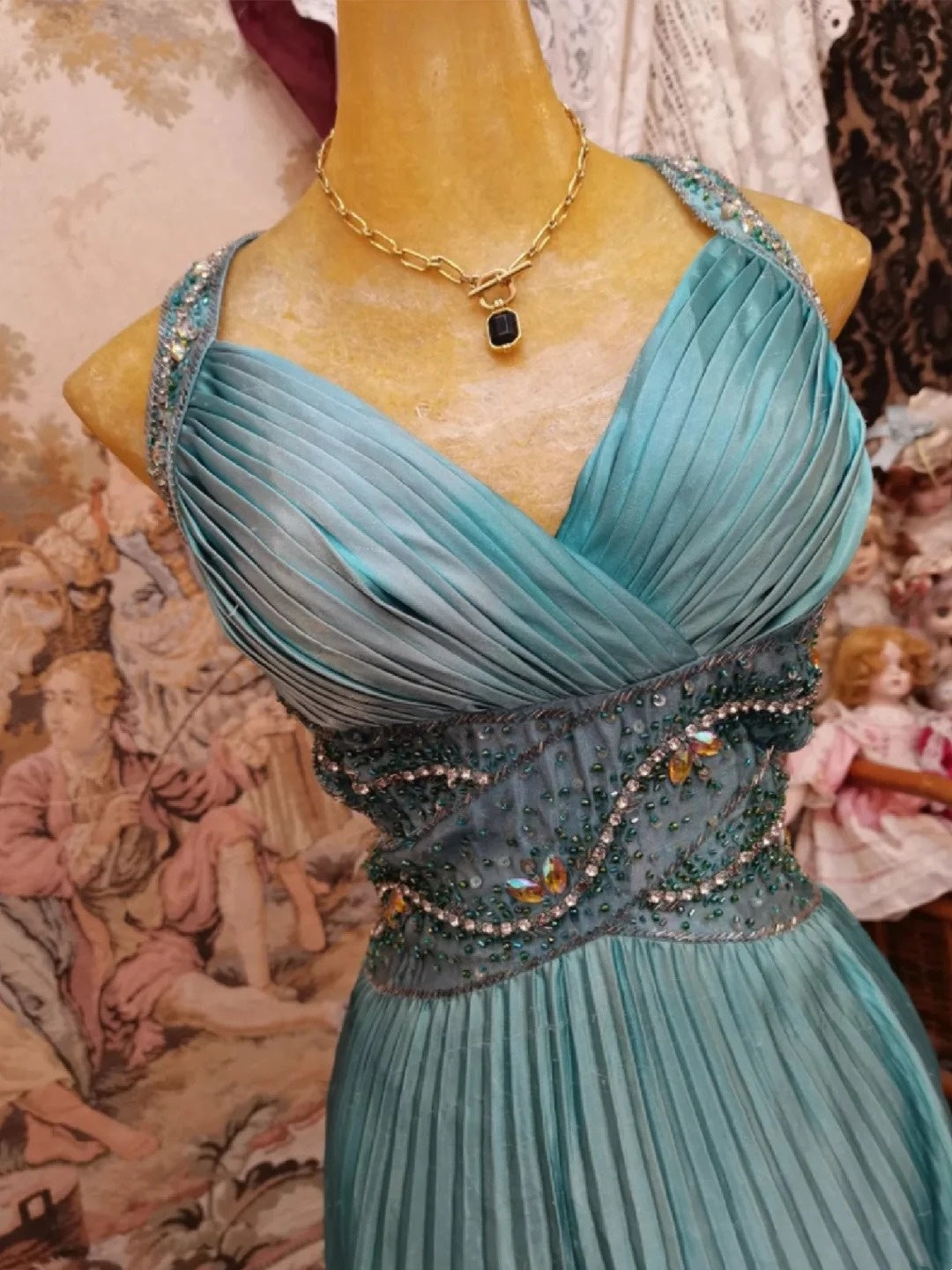 Elegant Prom Dress V-neck Backless Pleated Gala Dress Evening Dress Formal Dress D4433