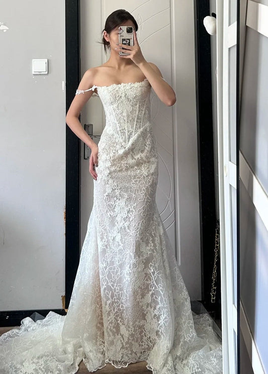 Charming Wedding Dress Spaghetti Straps Wedding Dress D4498
