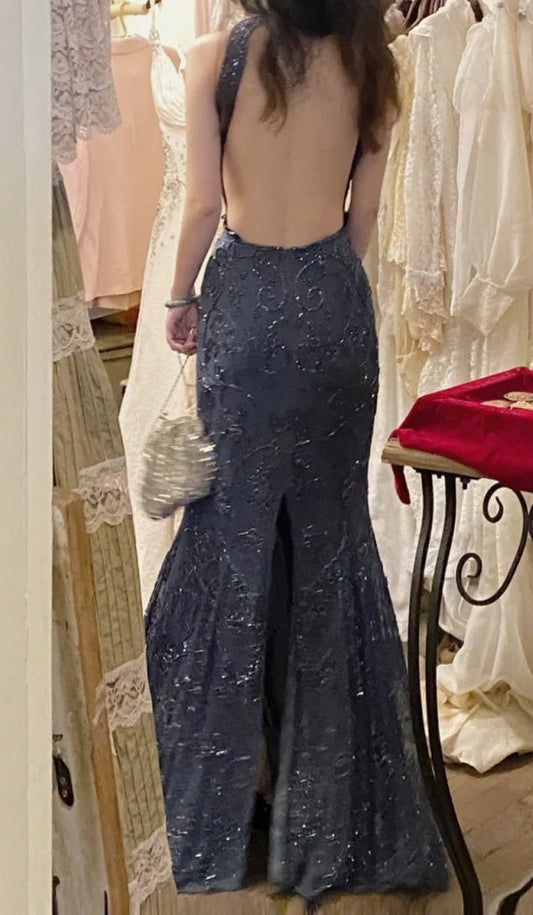 Stunning Prom Dress Crew Neck Backless Mermaid Birthday Party Dress Cockatail Dress Evening Dress D4559