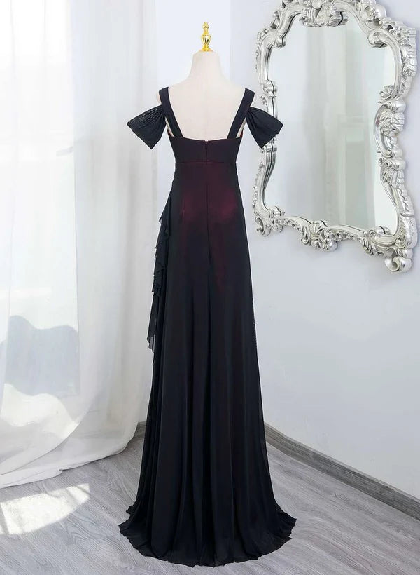 Off Shoulder A Line Long Prom Dress Vintage Ruffle Evening Party Gown MD7713
