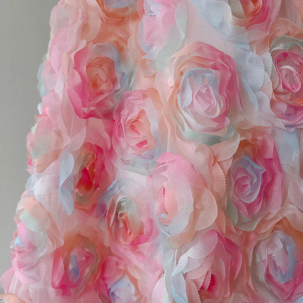 Pink Spaghetti Straps Rose A-Line Floral Birthday Outfits Party Dress MD7843