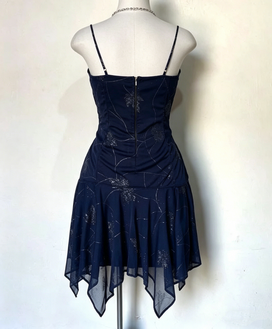 Navy Blue Straps A-Line Chiffon Short Party Dresses Homecoming Dresses Short Prom Dress, D1222