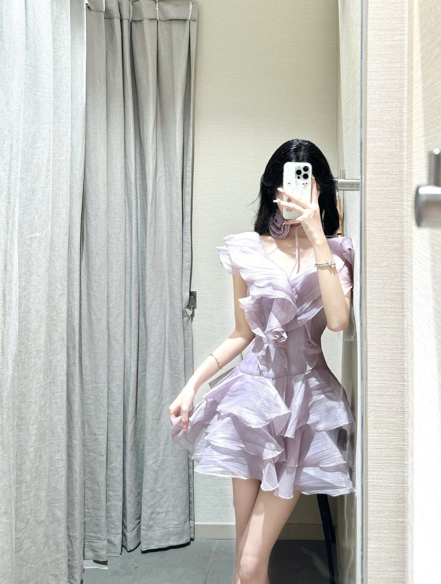 Pure skirt beautiful small skirt short skirt ruffle dress summer R0816