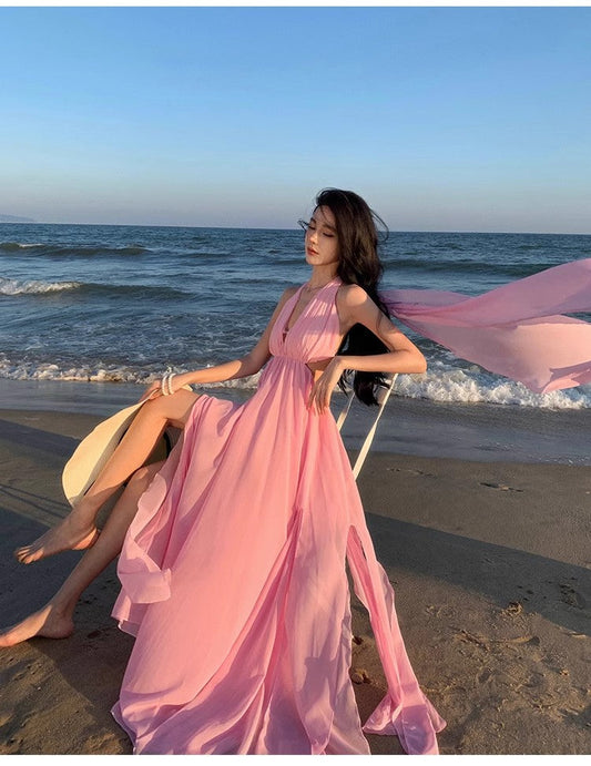 A Line Pink Long Stunning Evening Gown Party Prom Dress S7307