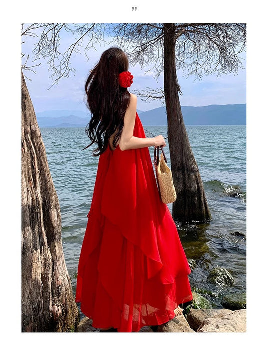 A Line Red Long Stunning Evening Gown Party Prom Dress S7292