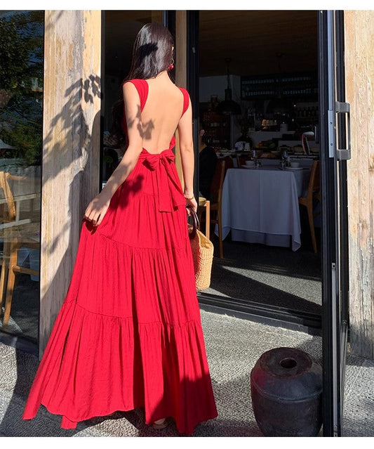 A Line Red Long Stunning Evening Gown Party Prom Dress S7294