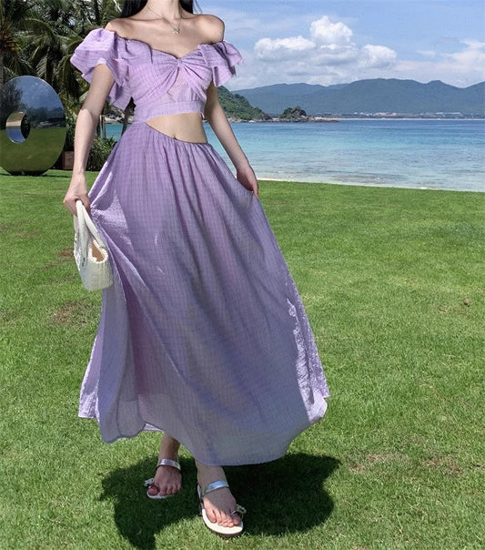A Line Purple Long Stunning Evening Gown Party Prom Dress S7288