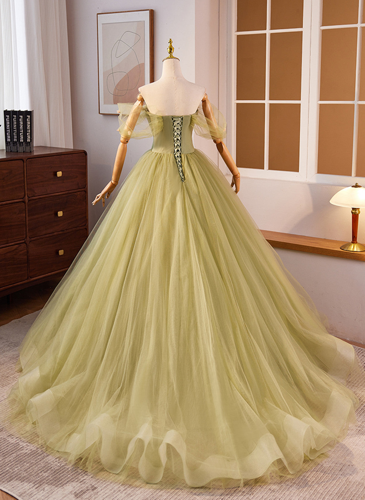 Lovely Green Sweetheart Ball Gown Evening Dress, Green Prom Dress Sweet 16 Dress