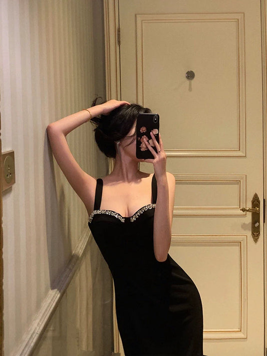 Black suspender dress new style fashionable party dress S5547