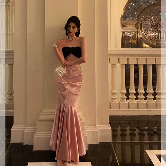 Banquet sexy strapless dress new mermaid dress long party dress S5582
