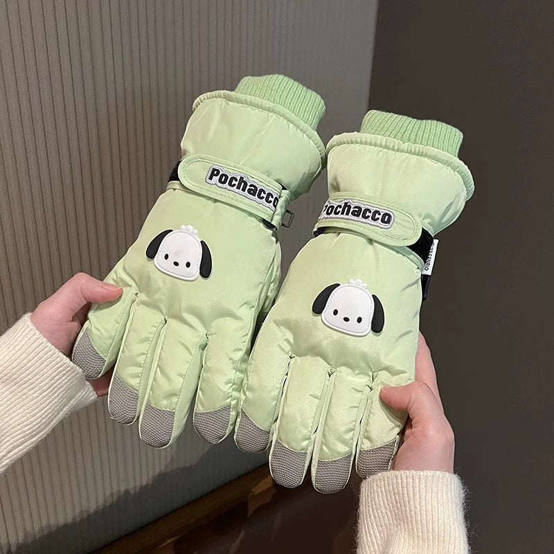 New style ski gloves for women, cute cartoons S6207