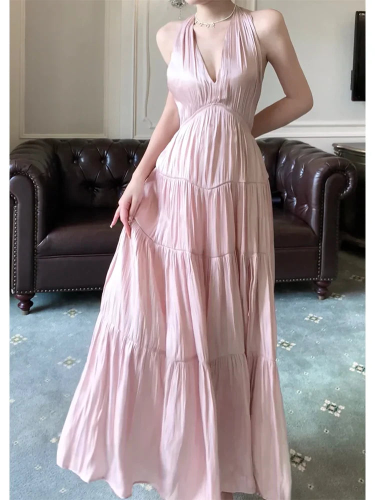 Halter neck dress long party dress evening dress S6164