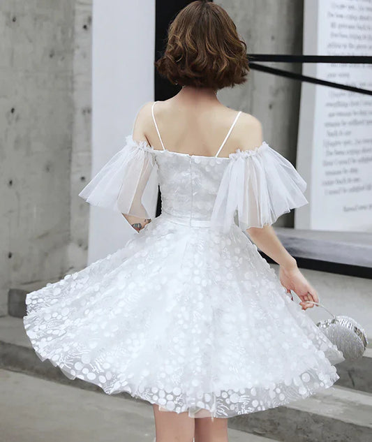 WHITE TULLE SHORT PROM Dresses S2939