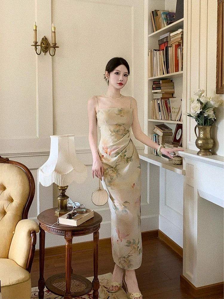 New style print dress, retro long party dress S6093