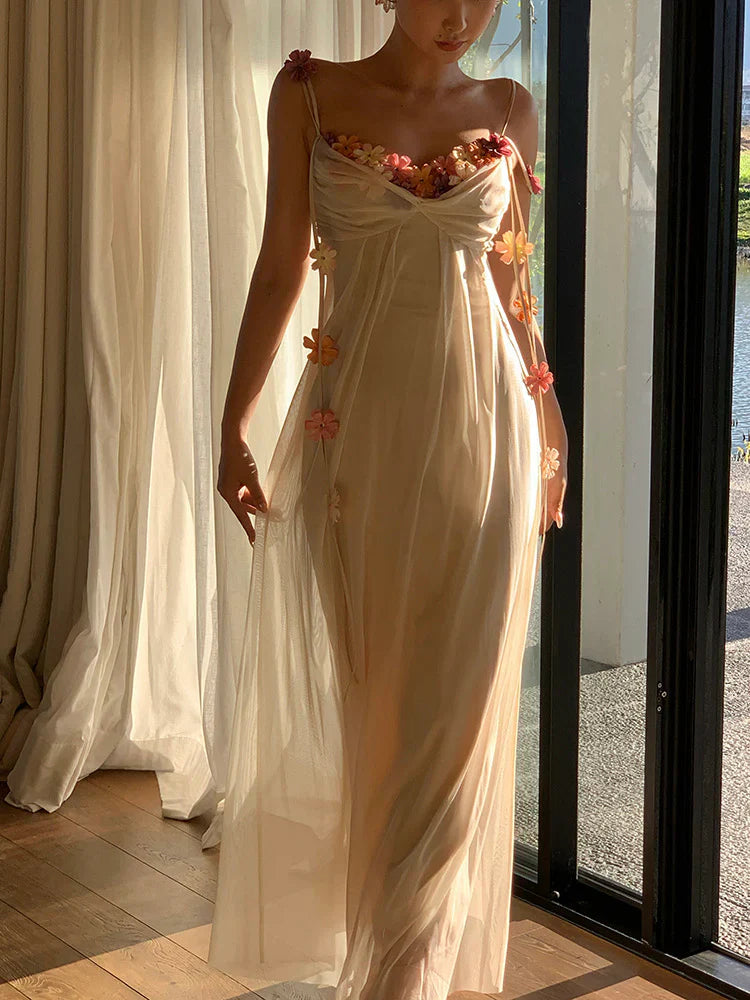 Bohemian Long Beach Dress for Women Chic and Elegant Outfit with Spaghetti Straps Princess Evening Gowns