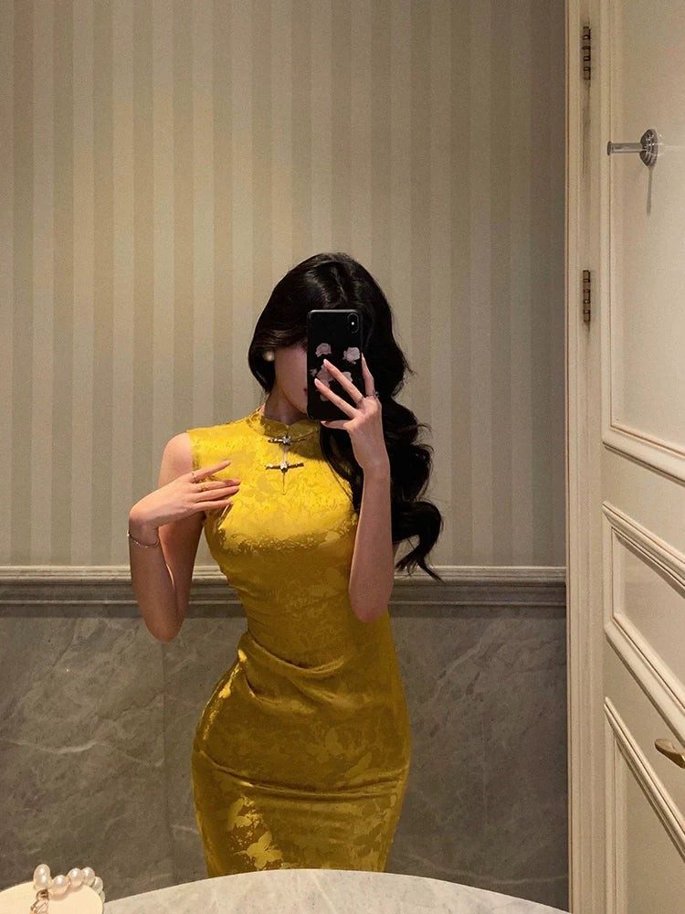 New Chinese jacquard cheongsam dress for women new style national style retro party dress S5686