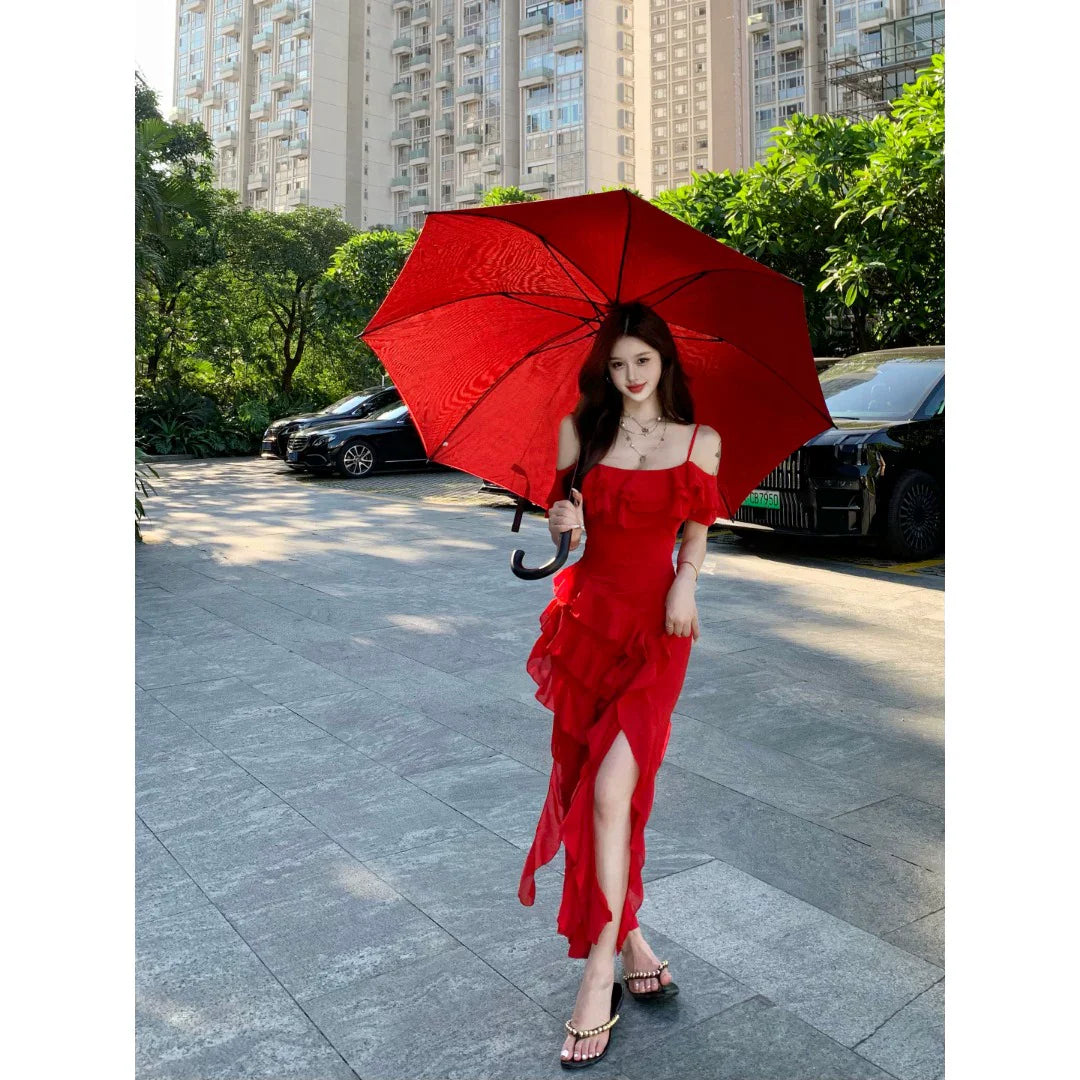 Fashion Red Women‘s Dress S341