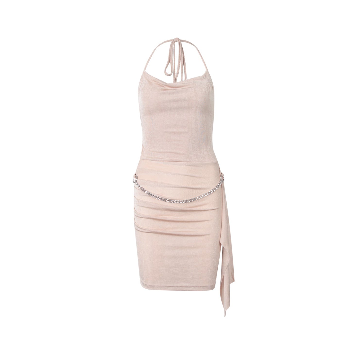 Pure desire sexy hot girl backless swing collar halter dress waist ribbon hip skirt R3032