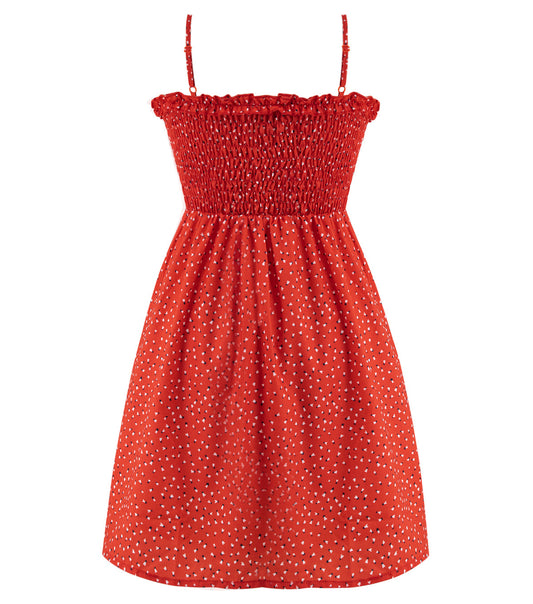 Red polka dot dress sexy hot girl suspenders floral dress summer 2025 new female short style R0080
