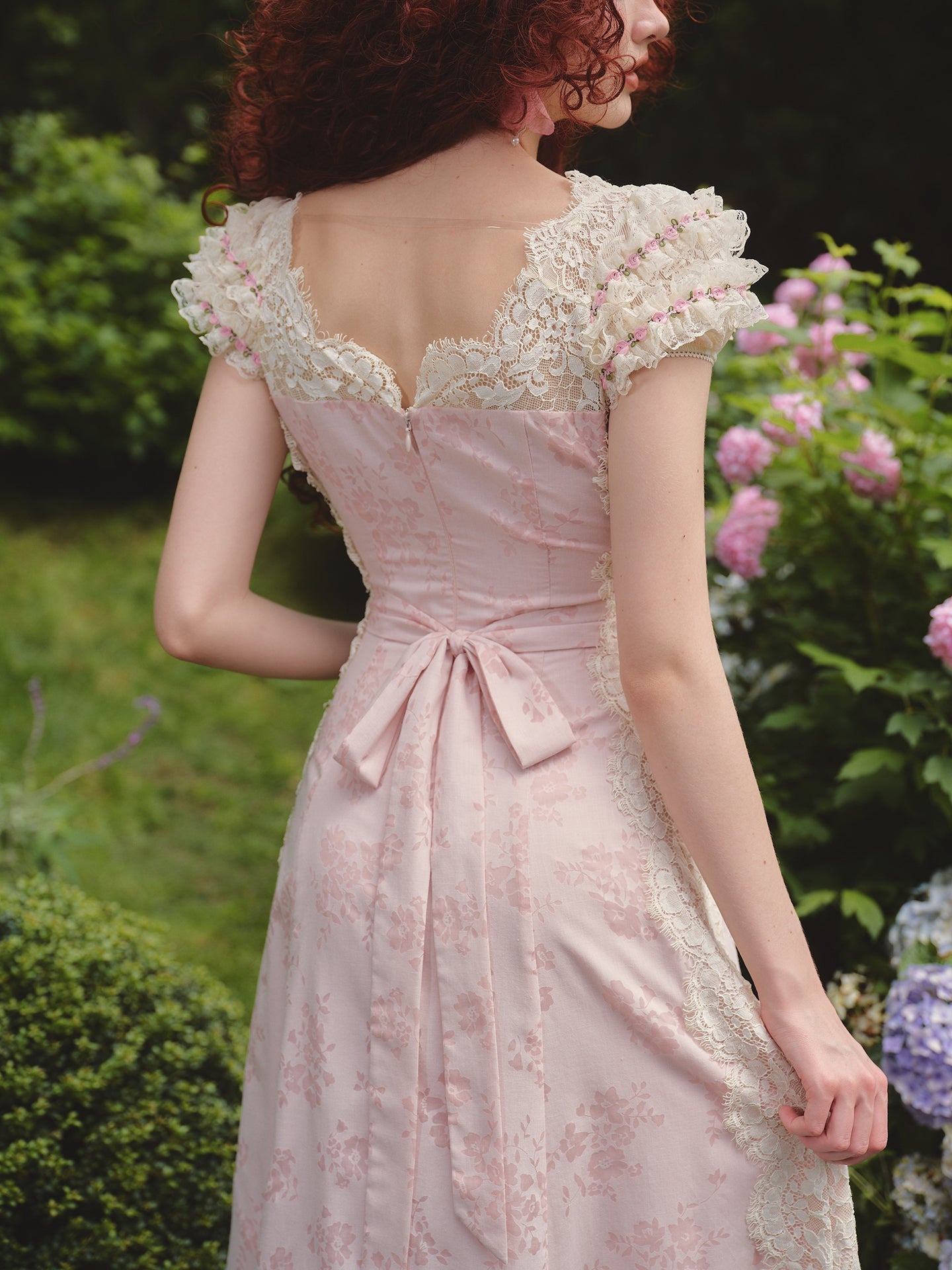 French sweet design tie waist lace dress new R5070