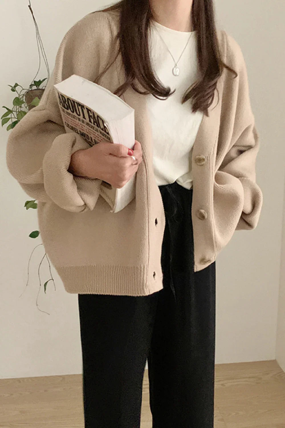 Thick Oversize V-Neck Cardigan S2799