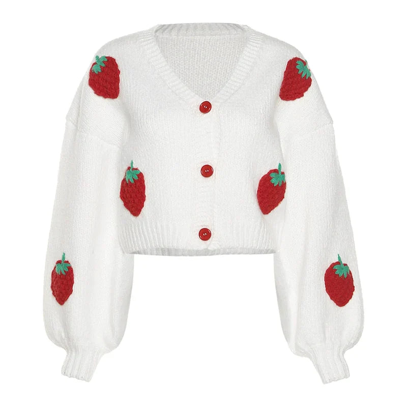 Knitted V-neck Cardigan Women Sweater White Long Sleeve Single Breasted Sweater Women Winter Slim Fashion Streetwear Top S2791