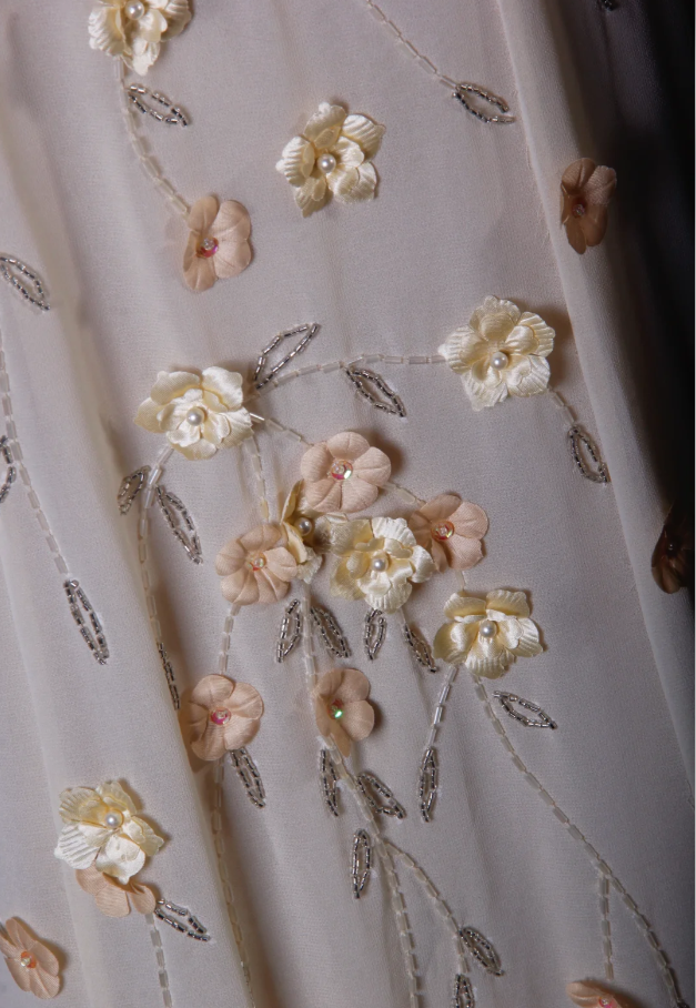 Fairy Spaghetti Straps Chiffon 3D Floral Beaded Mermaid Long Prom Dress Party Gown