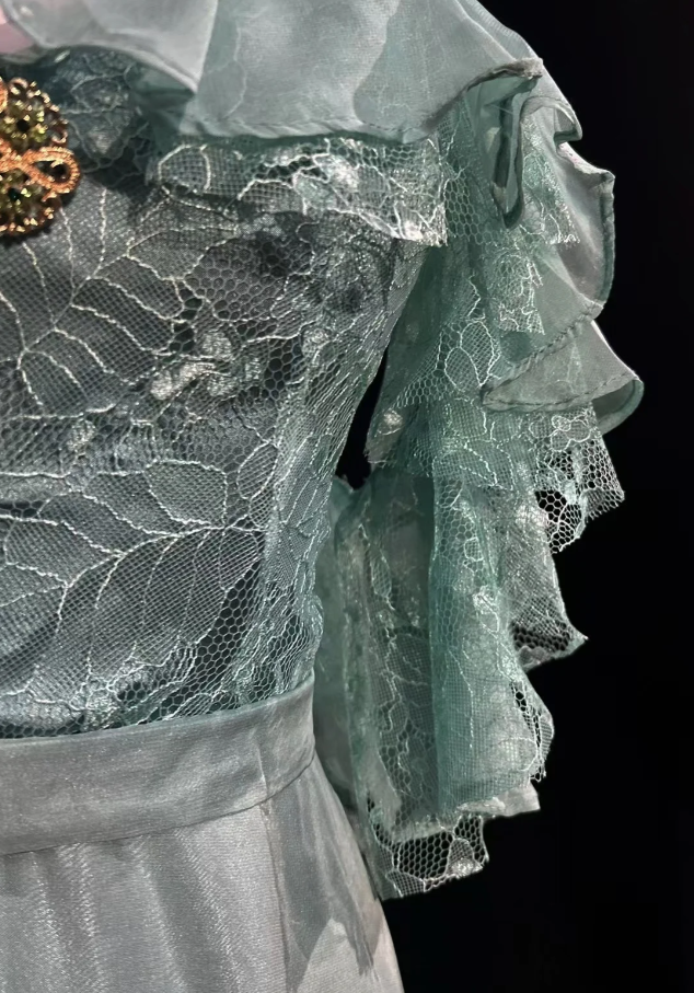 Elegant Mint Green Spaghetti Straps Lace Satin Mermaid Long Wedding Guest Dress Formal Birthday Party Dress SP1281