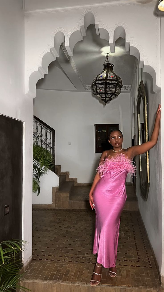 Classy Pink Evening Dress,Pink Formal Gown cc769