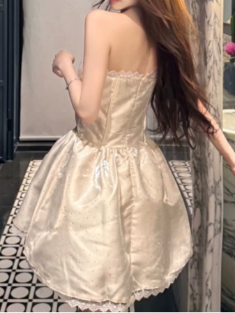 Shimmering Homecoming Dress Sweetheart Pleated Lace Short Prom Dress Back to School Outfits Party Dress D6049