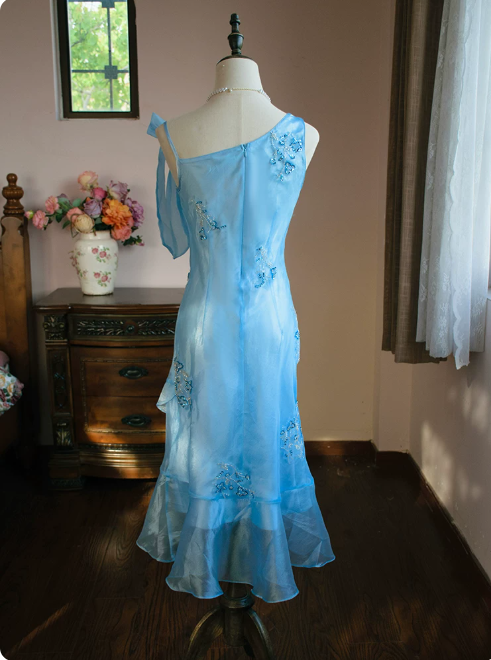 New Homecoming Dress Asymmetric Beading Tulle Prom Dress Back to School Outfits Party Dress D6152