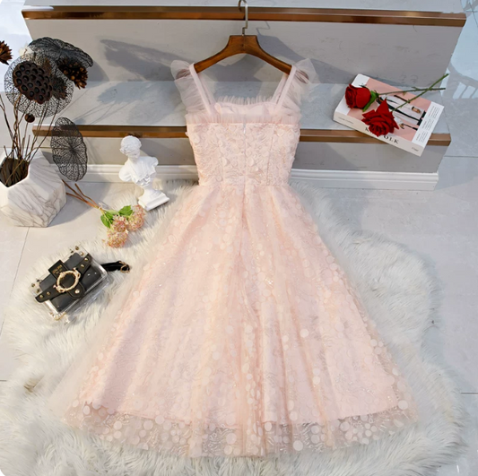 New Homecoming Dress Asymmetric Beading Tulle Prom Dress Back to School Outfits Party Dress D6153