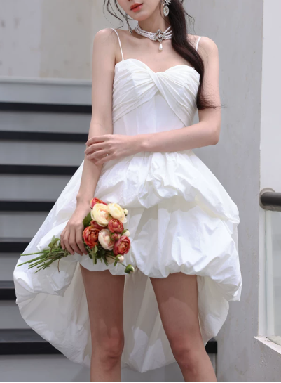 New Homecoming Dress Spaghetti Straps Hi-Lo Prom Dress Back to School Outfits Party Dress D6154