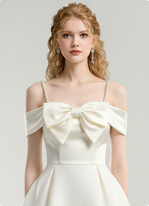 New Homecoming Dress Spqghetti Strap Bowknot Prom Dress Back to School Outfits Party Dress D6247