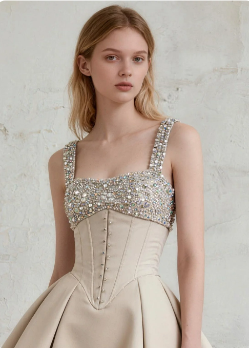 Elegant Homecoming Dress Square Rinestone Pleated Prom Dress Back to School Outfits Party Dress D6248