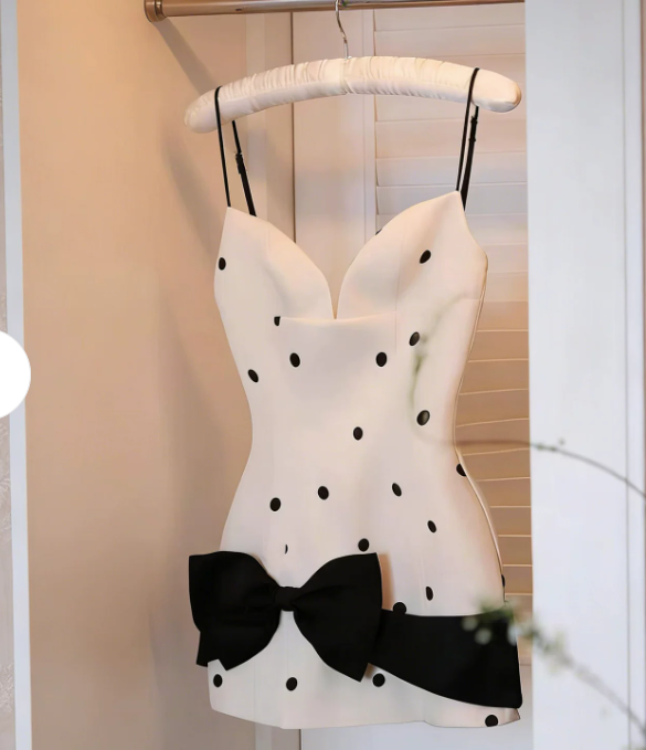 Simple Homecoming Dress Spaghetti Strap Bowknot Prom Dress Back to School Outfits Party Dress D6285