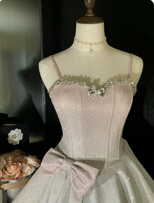 Stunning Homecoming Dress Spaghetti Strap Bowknot Dress Back to School Outfits Party Dress D6337