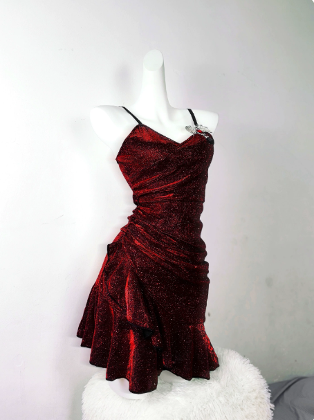 Pretty Homecoming Dress Spaghetti Strap Hugging Back to School Outfits Party Dress D6441