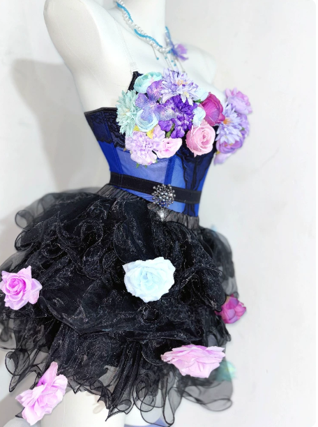 Pretty Homecoming Dress Strapless Flower Cascade Back to School Outfits Party Dress D6442