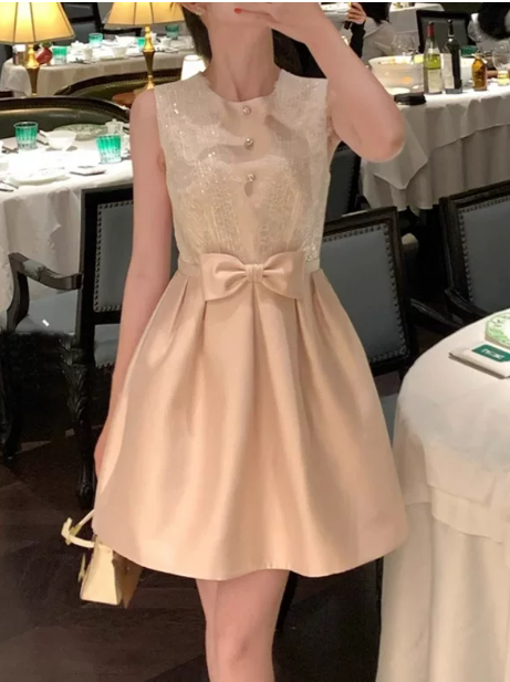 Elegant Homecoming Dress Jewel Bowknot Back to School Outfits Party Dress D6517