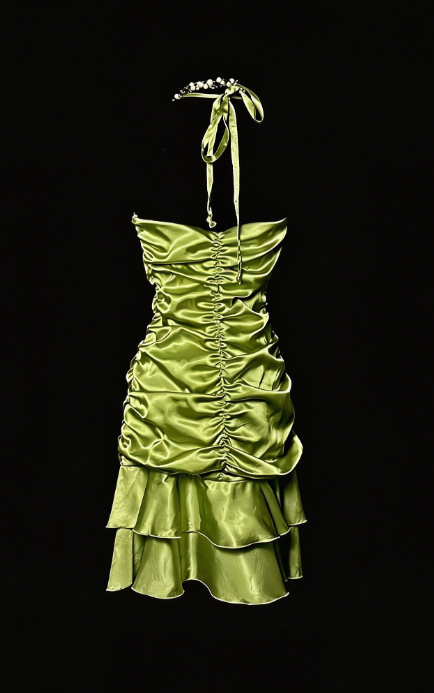 Pretty Homecoming Dress V Neck Pleated Back to School Outfits Party Dress D6549