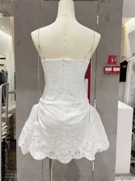 Pretty Homecoming Dress V Neck Butterfly Back to School Outfits Party Dress D6553