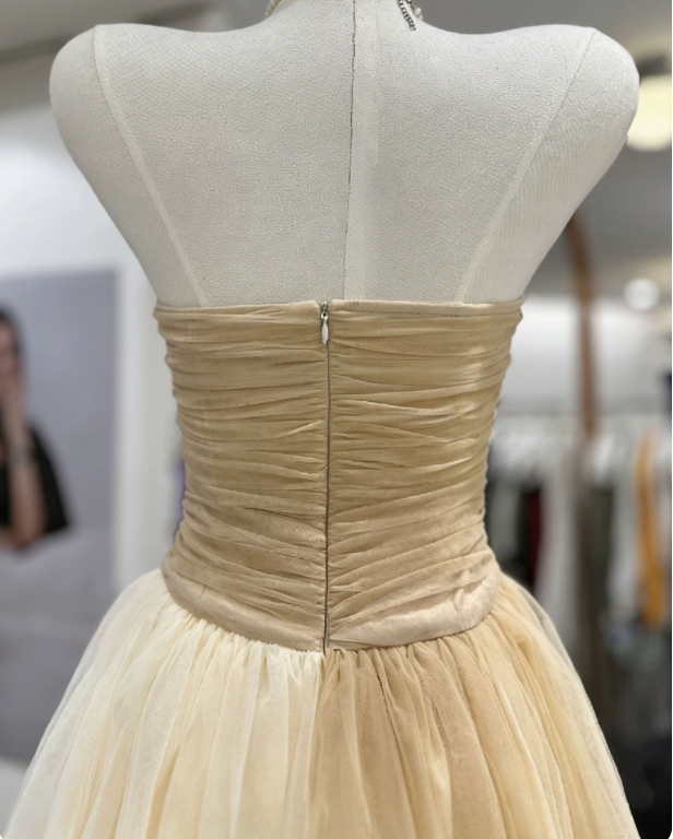 Simple Homecoming Dress Strapless Pleated Tulle Back to School Outfits Party Dress D6562