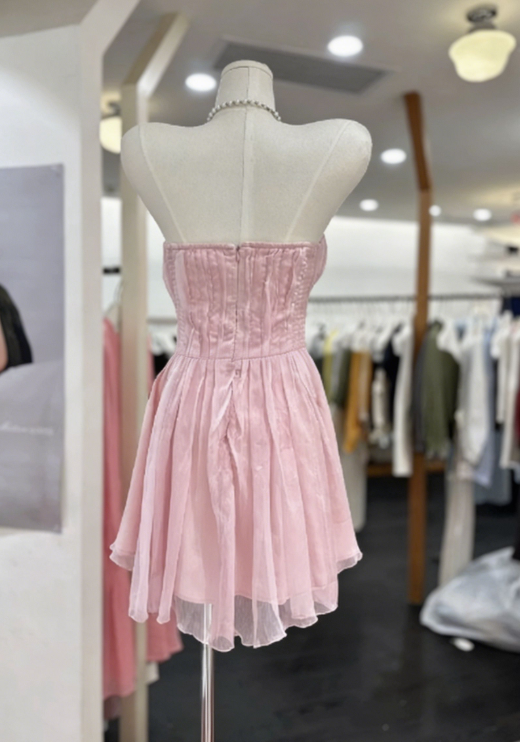 Simple Homecoming Dress Sweetheart Pleated Back to School Outfits Party Dress D6563