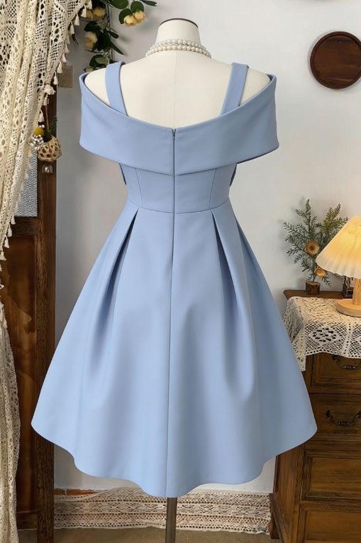 Elegant Homecoming Dress Poretrait Pleated Back to School Outfits Party Dress D6587