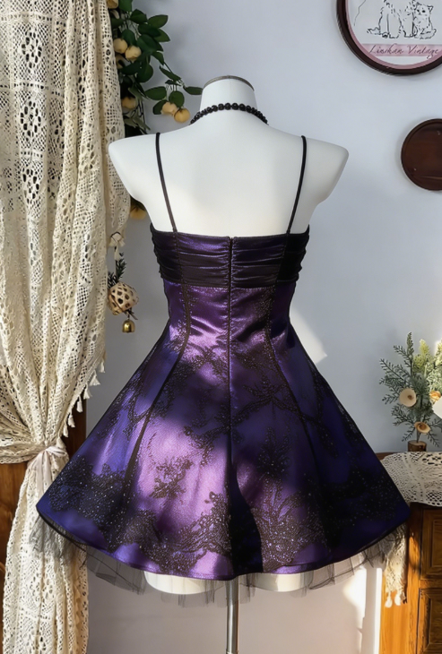 Stunning Homecoming Dress Spaghetti Strap Lace Back to School Outfits Party Dress D6592