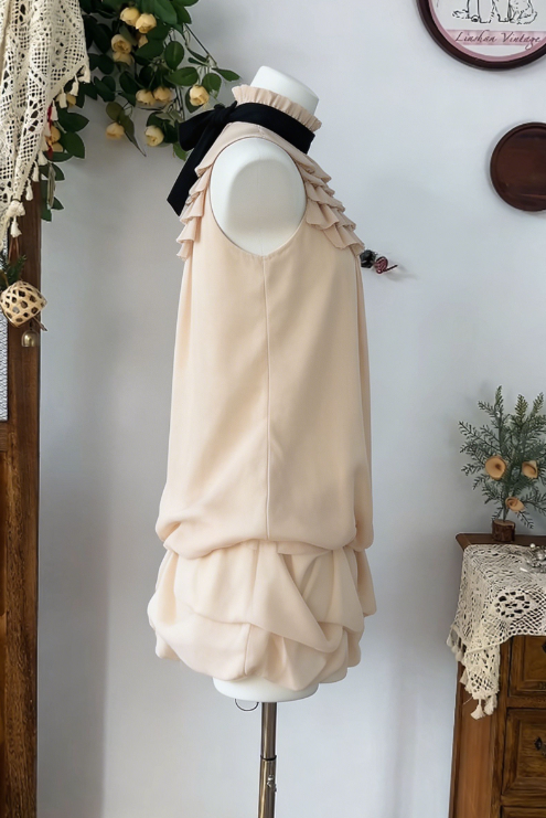 Pretty Homecoming Dress High Collar Cascade Back to School Outfits Party Dress D6599