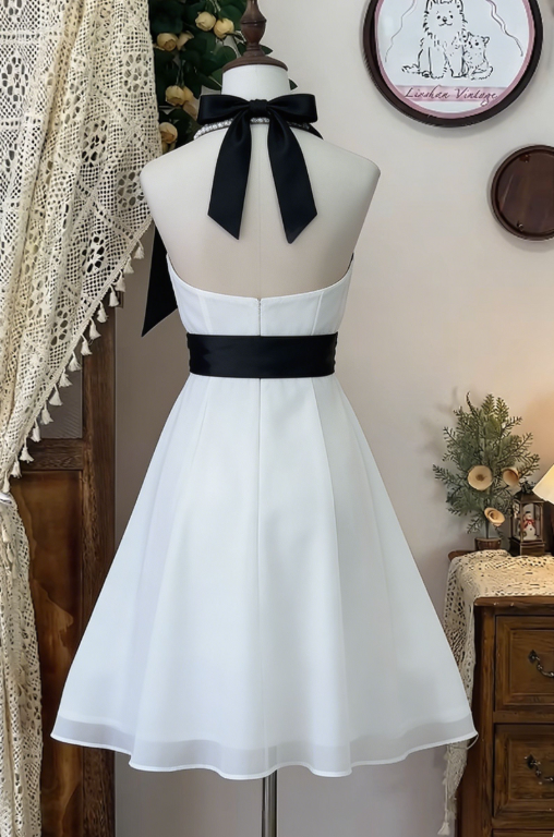 Chic Homecoming Dress V Neck Bowknot Back to School Outfits Party Dress D6616